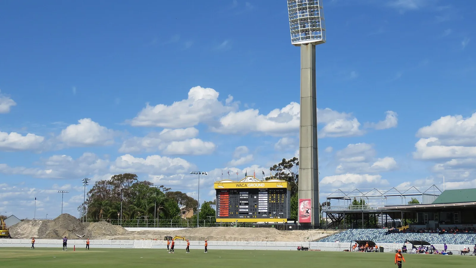 The WACA Ground under its light towers during a WBBL match